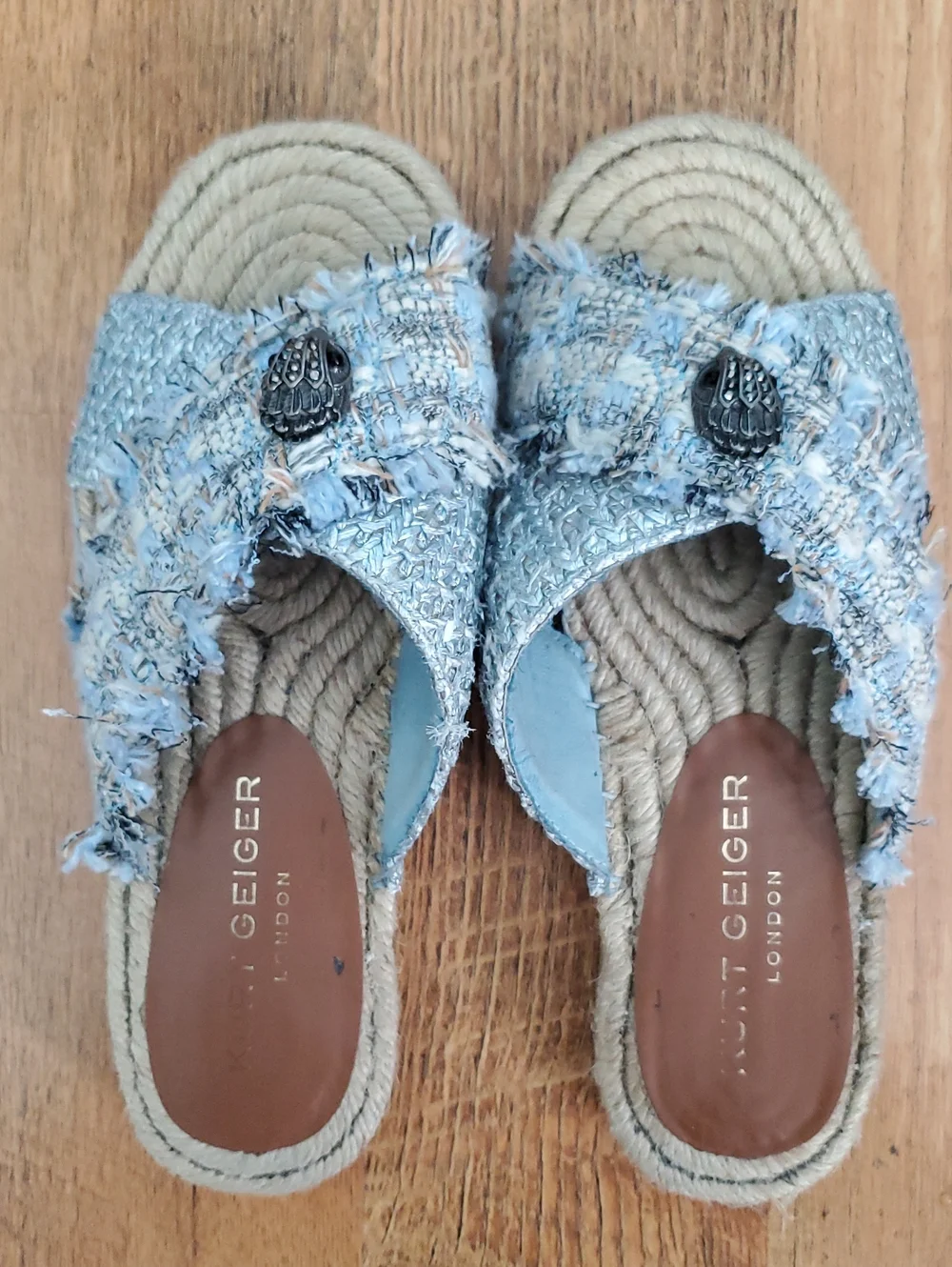 Kurt Geiger London Kensington X Espadrille Slide Sandals - Blue Tweed